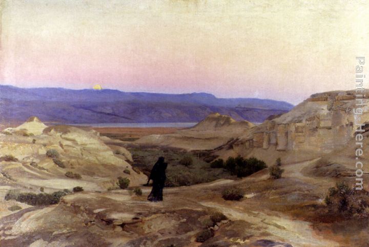 Totes Meer Mit Moabitergebirge, Abendstimmung painting - Gustav Bauernfeind Totes Meer Mit Moabitergebirge, Abendstimmung art painting